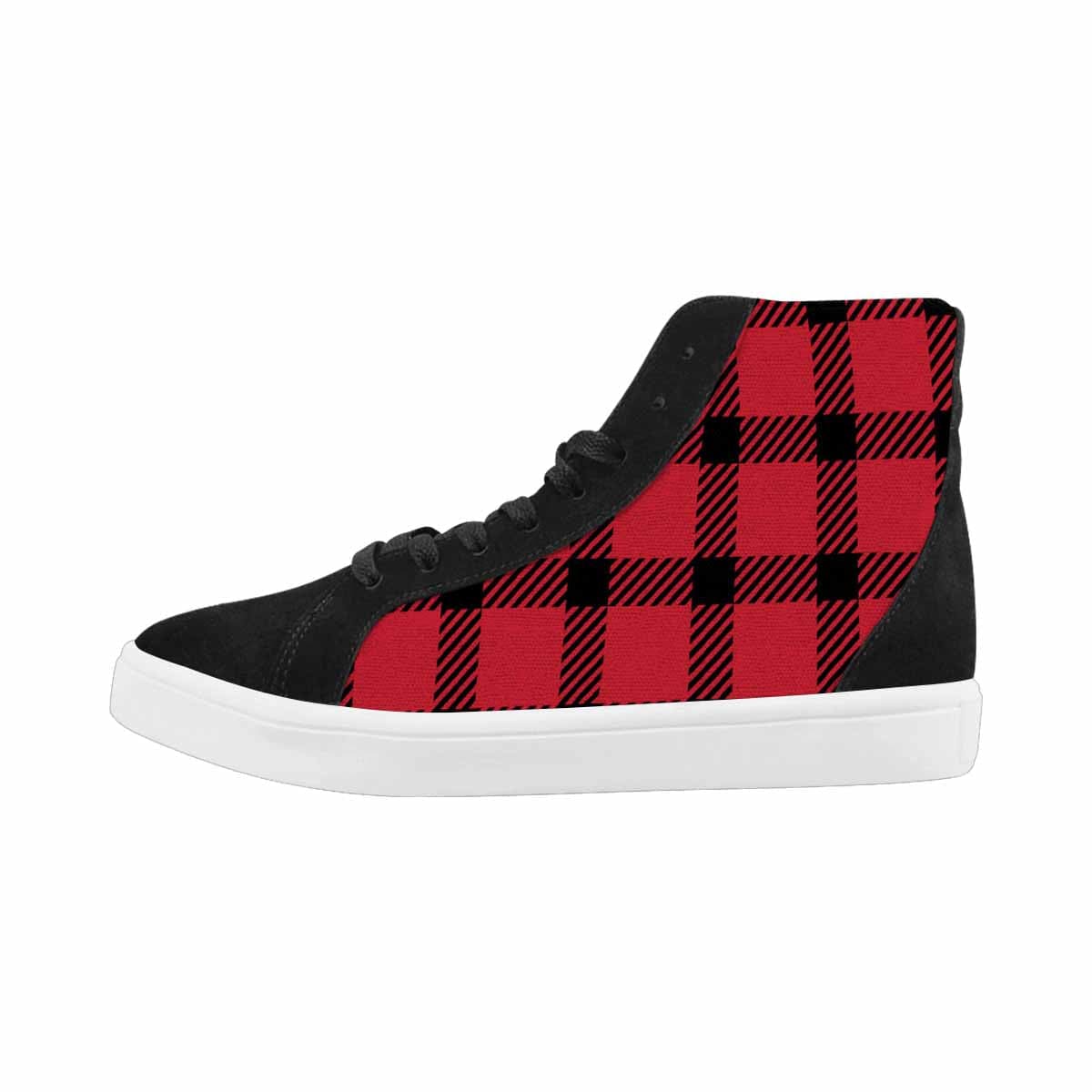 Sneakers For Women, Buffalo Plaid Red And Black - High Top Sports Shoes-1