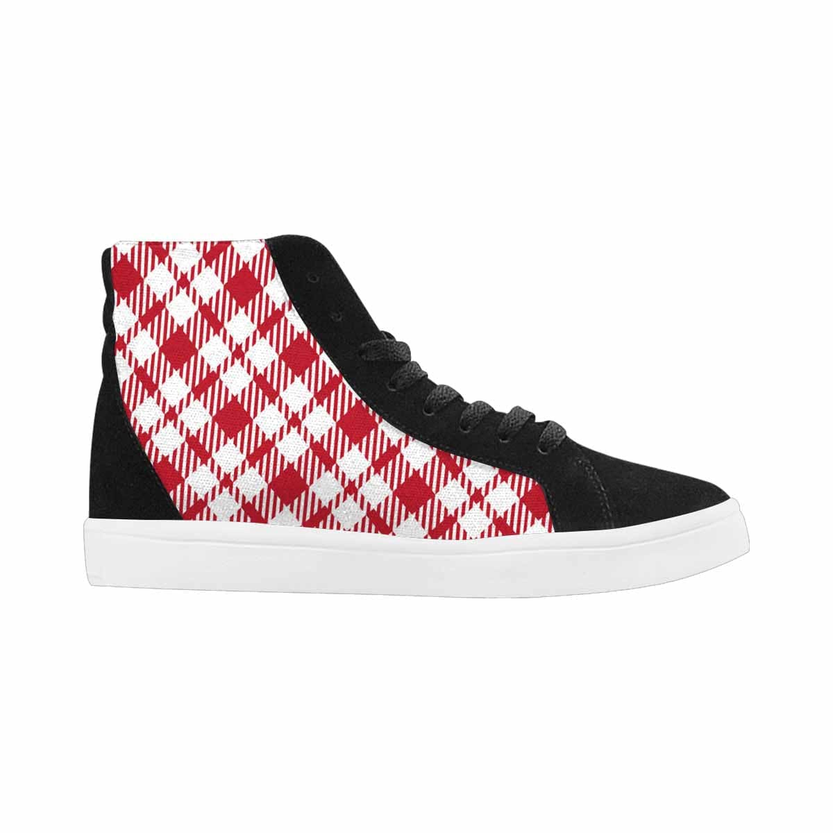 Sneakers For Women, Buffalo Plaid Red And White - High Top Sports Shoes-0