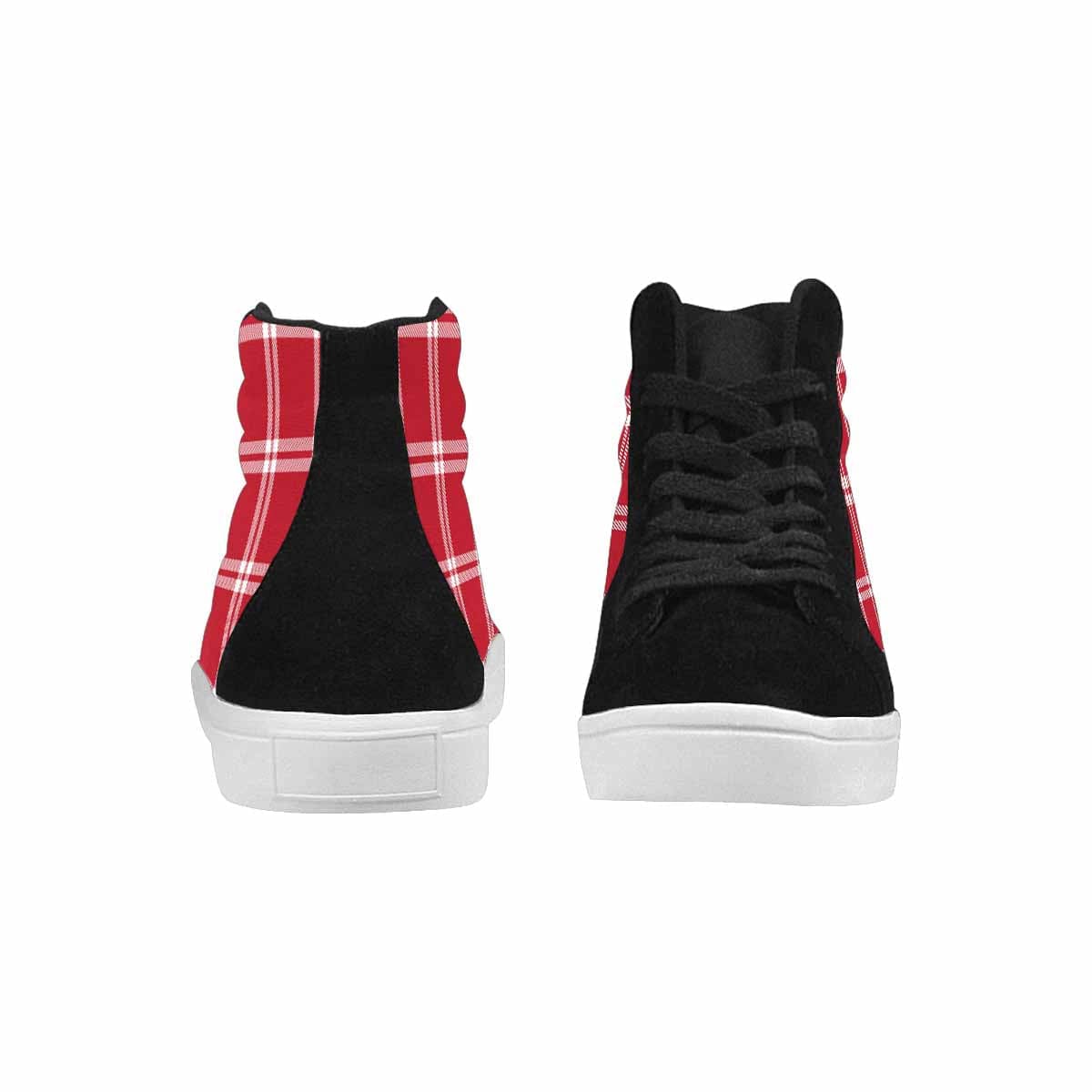 Sneakers For Women, Buffalo Plaid Red And White - High Top Sports Shoes-2