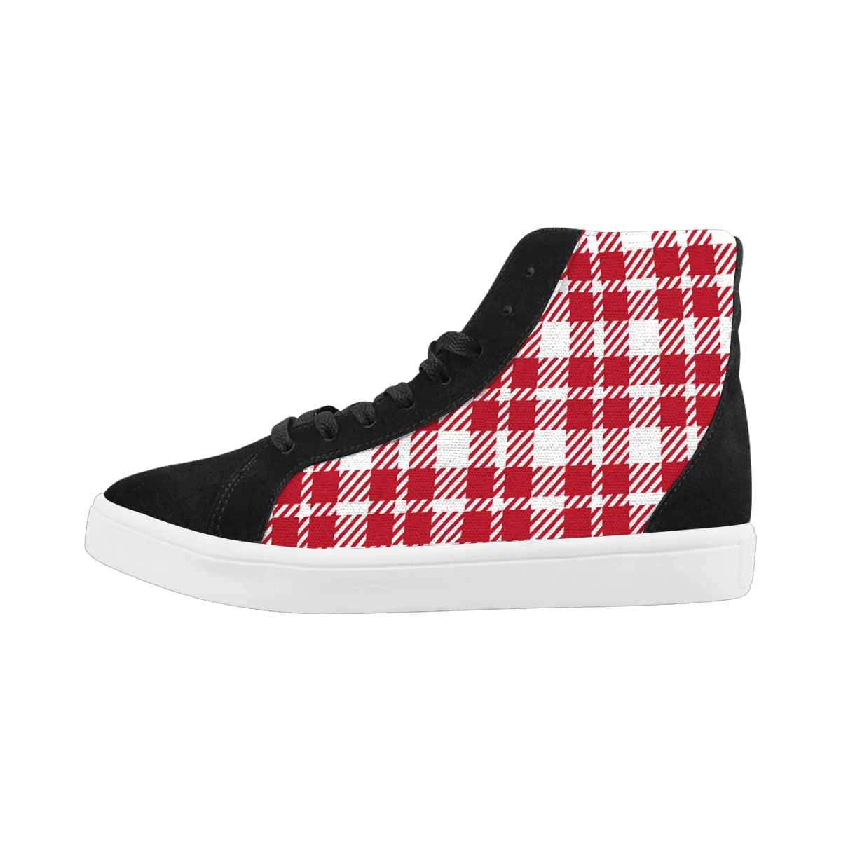 Sneakers For Women, Buffalo Plaid Red And White - High Top Sports Shoes-1