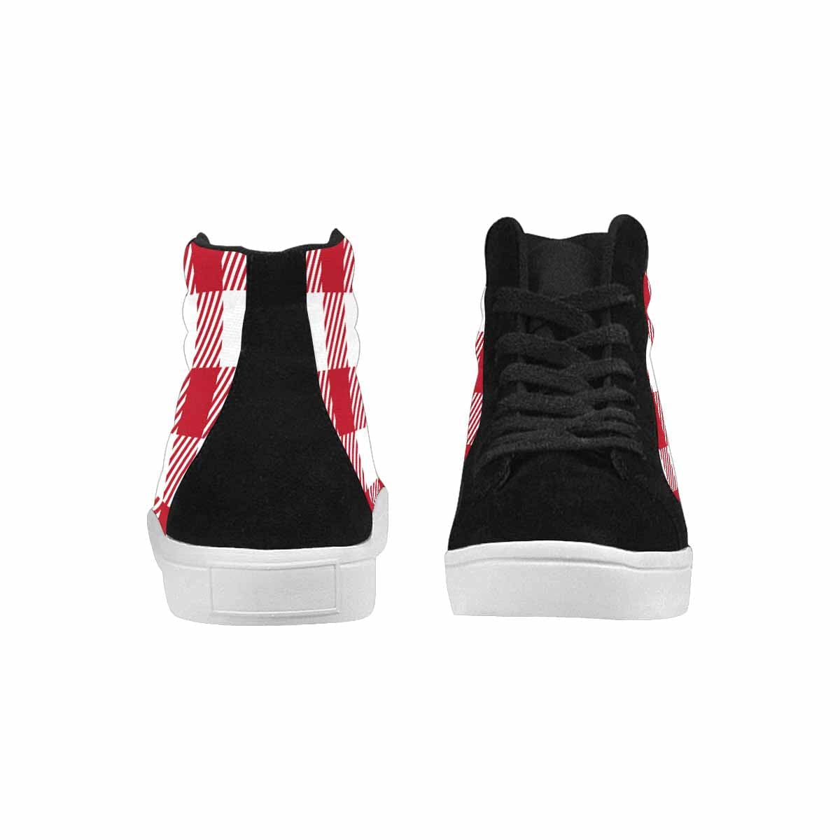 Sneakers For Women, Buffalo Plaid Red And White - High Top Sports Shoes-2