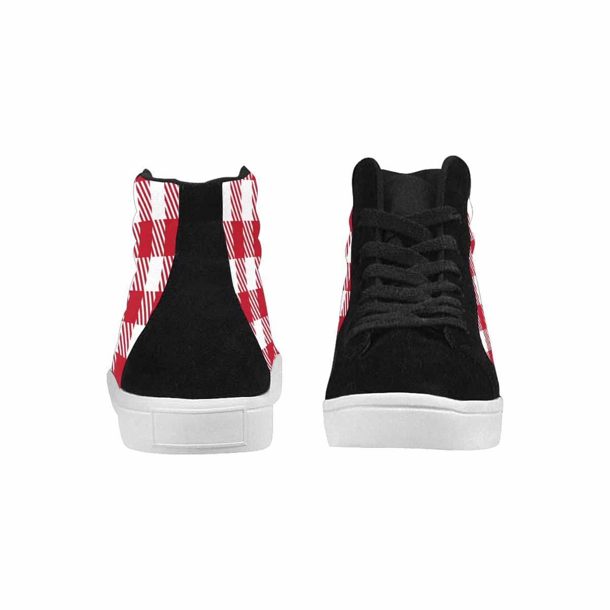 Sneakers For Women, Buffalo Plaid Red And White - High Top Sports Shoes-2