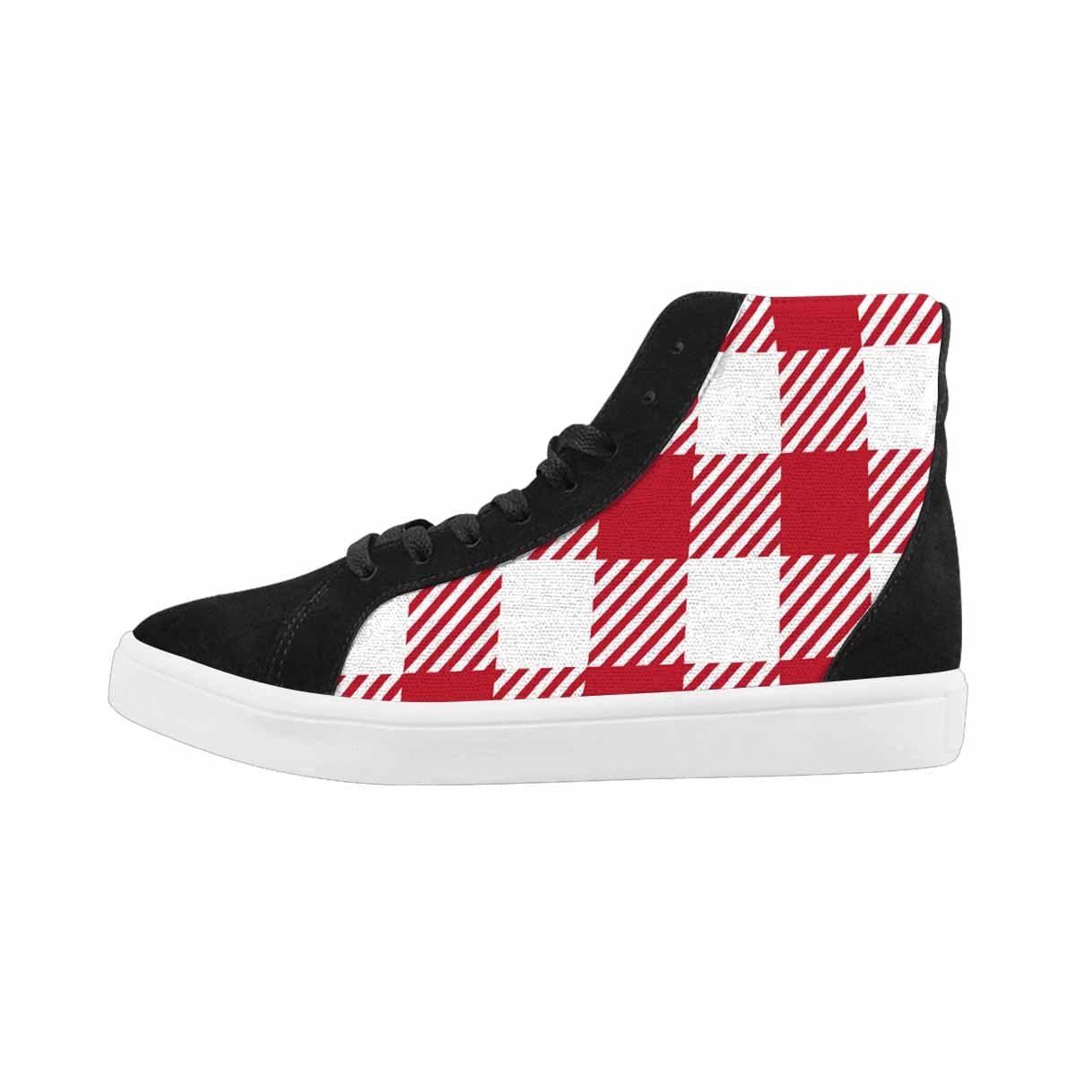 Sneakers For Women, Buffalo Plaid Red And White - High Top Sports Shoes-1