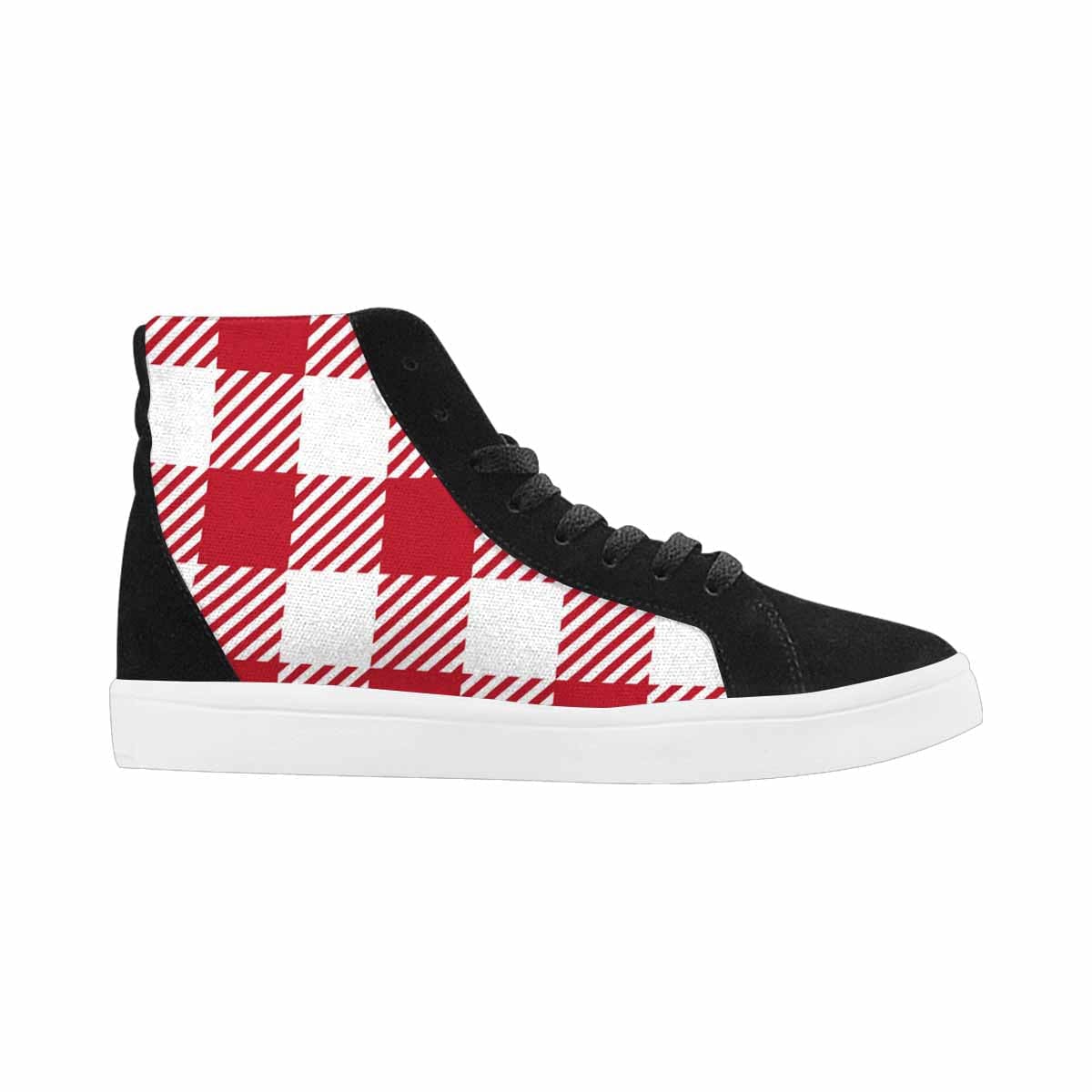 Sneakers For Women, Buffalo Plaid Red And White - High Top Sports Shoes-0