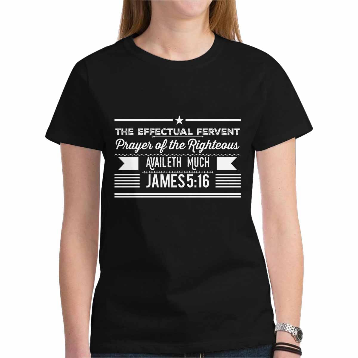 Womens T-shirt, James 5:16  - Black Graphic Tee-0